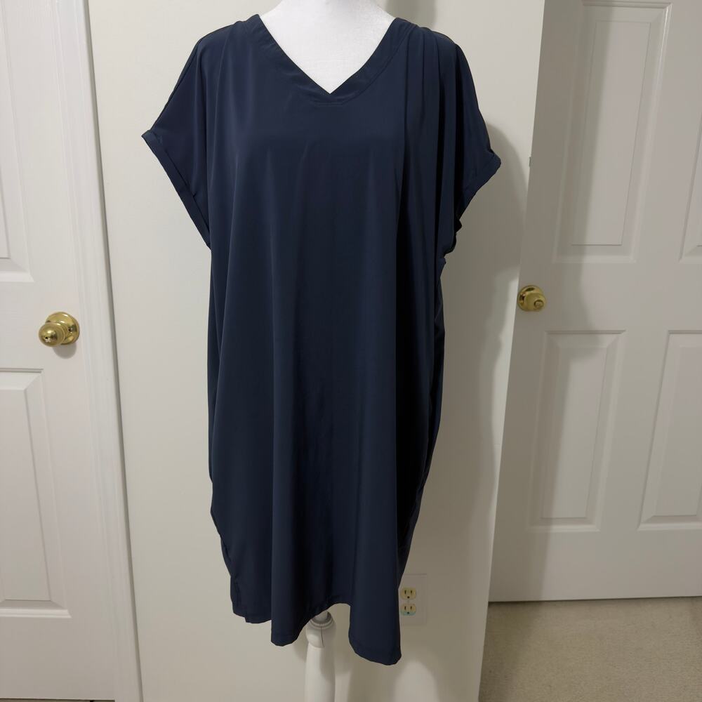 Casual Blue V-Neck Dress
